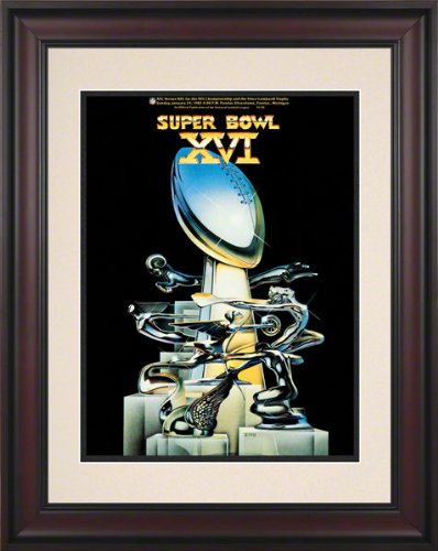 Framed 10.5 x 14 Super Bowl XVI Program Print | Details: 1982, 49ers vs Bengals