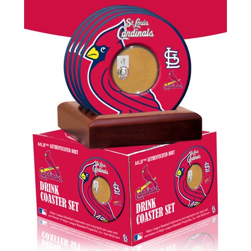 2010 Game Used dirt in St. Louis Cardinals logo set of 4 coasters (MLB Authenticated)