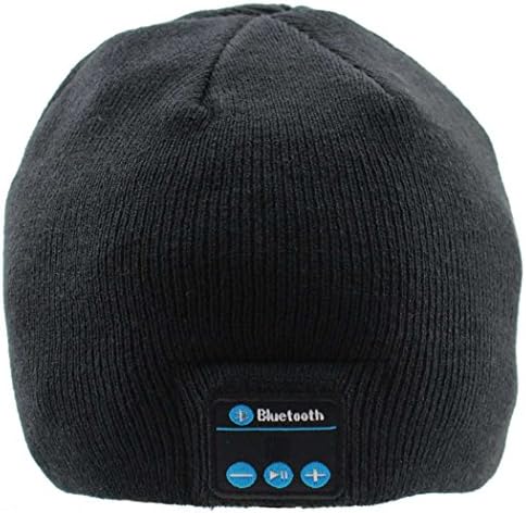 HTPOW Wireless Outdoor Knit Beanie Bluetooth Hat Handsfree Music Cap Headphone Speaker Phone Call Answer Ears-free Hat Black (Black)