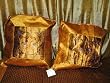 2 Golden Elephant Motif Silk Sari Toss Pillow Cushion Covers 16