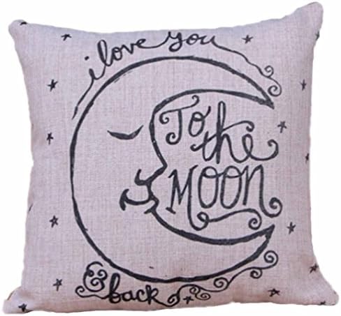 Retro I Love You to the Moon and Back Cotton Blend Linen Throw Pillow Case Cushion Cover Square 18"