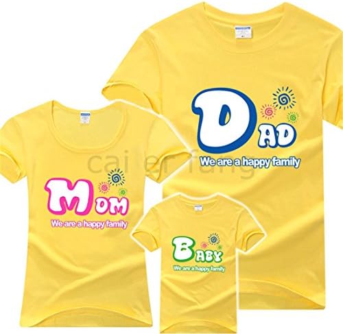 1PC Couple Family T-Shirts Tops Clothing Parent Children Lover Women Men Ladies Baby Boys Girls Clothes (Baby 90, Yellow)