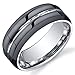 King Will Mens 8mm Black Mens Tungsten Ring Wedding Band Grooved Center Polished Wedding Band(13.5)