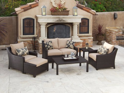 RST Outdoor Delano Deep Seating Love Seat, Club Chairs, Coffee and End Table Set Patio Furniture, 6-Piece