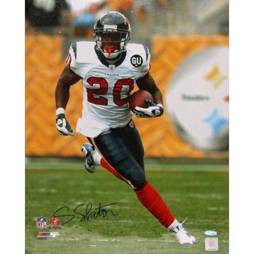 Houston Texans Autographed #20 Steve Slaton Running Downfield 16'' x 20'' Portrait Photograph