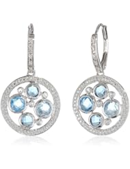 Sterling Silver, Diamond, Blue Topaz, Swiss Blue Topaz, and London Blue Topaz Earrings, (.05 cttw, GH Color, I2-I3 Clarity)