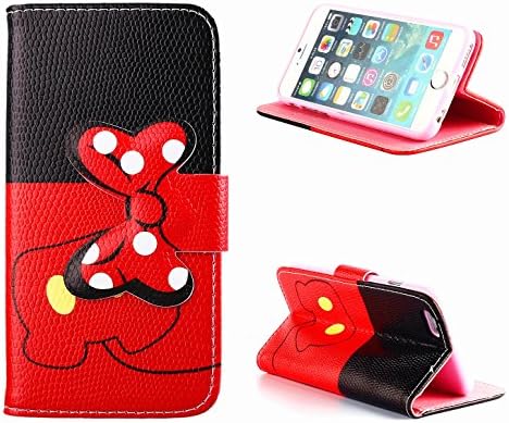 iphone 6 Plus Case (5.5"), Cute Bow Tie Card Slot Holder Phone Case With Stand --Retail Package W Screen Protector--Red