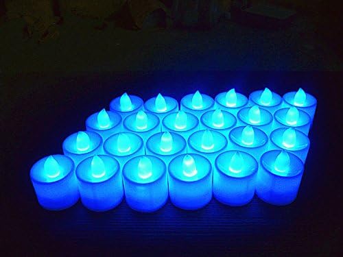 YIYU SUJIAO Battery-powered Flameless LED Tealight Candles, Two Dozen Pack (Blue)