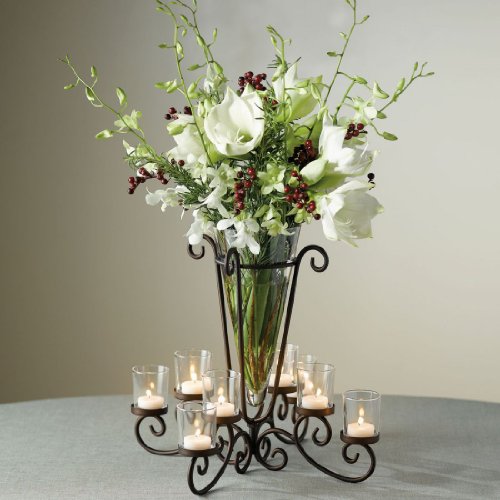 BrylaneHome Tealight Holder With Vase (BLACK0)