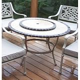 Antique Bronze Oakland Living Stone Art 42 Inch Deep Seating Conversation Table with Lazy Susan