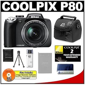 Nikon Coolpix P80 10.1 Megapixel Digital Camera with 18x VR Optical Zoom + Card Reader +... by Nikon