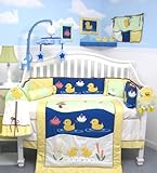 SoHo Quack Quack Ducks Baby Crib Nursery Bedding Set 13 pcs included Diaper Bag with Changing Pad &