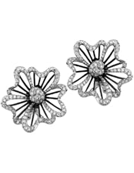 14k White Gold 0.65 Ctw Floral Diamond Earrings