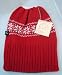 Red Snowflake Holey Hat PONYTAIL Girls Womens Winter Beanie Long Hair