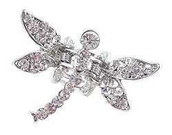 Hair Clip - H31 - Crystal Dragonfly - Med Size (1-3/4" x 1-1/4") ~ Clear