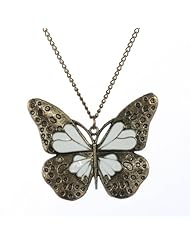 Yazilind Jewelry Bohemian Butterfly Bronze Pendant Long Retro Chain Necklace Clothes for Woemn Gift Idea