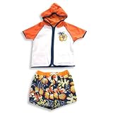 Make A Splash Swim Wear - Infant Boys Swimsuit And Coverup, White, Orange, Navy (Size 12Months)