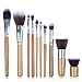 Unimeix 10 pcs Makeup Brush Set Powder Foundation blusher Cosmetic Bamboo Handle with a brush bag