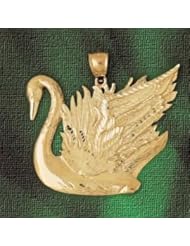 Dazzlers Solid 14k Gold Swan Charm Pendant Available in three colors from jewelsberry (weights: 9.3 grams only)