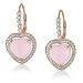 Sterling Silver Pink Opal and Diamond Heart Lever Back Earrings, (.015 cttw, G-H Color, I2-I3 Clarity)