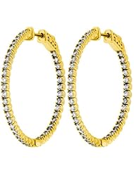 0.50 ct. tw Round Cut Diamond Inside Outside Hoop Earrings 14KY G-H SI1