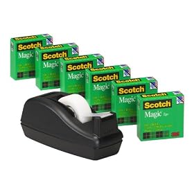 Scotch® Magic Tape Deal 810C40BK,  3/4-inch x 1000 Inches, 6-Pack with C-40 Black Dispenser