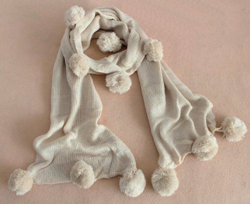 （サウス・ジュン）South JUN　マフラー　ボンボン　キュート　425-3　（ベージュ）