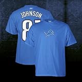 Detroit Lions Reebok Calvin Johnson Steel Blue Player Jersey T-Shirt (Small)