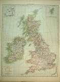 1895 MAP BRITISH ISLES IRELAND SHETLAND CHANNEL ISLANDS