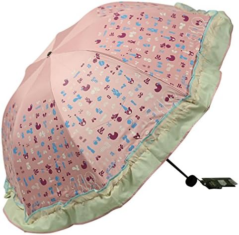 Sweet Home Gift Fashion Princess Tote Umbrella With Heart Pattern ,Anti-UV Parasol With Lace Edge(Classic Pink)