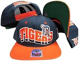 Detroit Tigers Navy/Orange Two Tone Plastic Snapback Adjustable Plastic Snap Back Hat / Cap