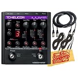 TC-Helicon VoiceTone Synth Hardtune & Vocoder-in-a-Pedal Bundle with Two 20-Foot XLR Cables, Two 20-Foot Instrument Cables, and Polishing Cloth