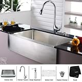 Kraus KHF200-36-KPF1621-KSD30CH 36 inch Farmhouse Single Bowl Stainless Steel Kitchen Sink with Chrome Kitchen Faucet and Soap Dispenser