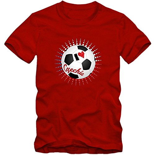 Tschechien EM 2016 #6 T-Shirt | Fußball | Herren | Trikot | Reprezentace | Nationalmannschaft, Farbe:Rot (Red L190);Größe:XXL
