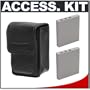 Deluxe Accessory Kit with Soft Leather Case + Two (2) Spare NP-40 Li-ion Batteries for Fuji Finepix F480, J50, Z3 & Z5fd Digital Cameras