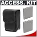Deluxe Accessory Kit with Soft Leather Case + Two (2) Spare NP-40 Li-ion Batteries for Fuji Finepix F480 & Z5fd Digital Cameras