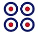 Set of 4 Remote Control (RC7) Red Blue White RAF Roundels 2 3/4