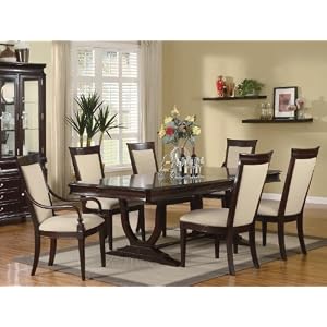 7pc Formal Dining Table and Chairs Set Merlot Cappuccino Finish by Coaster