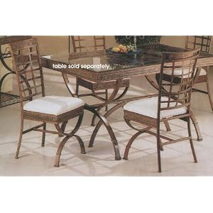 Set of 4 Egyptian Brown Metal Frame Dining Room Chair Chairs w Cushion Seats