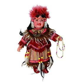 NAMID 12in Porcelain Indian w Beads Doll~Retired by Duck House Dolls