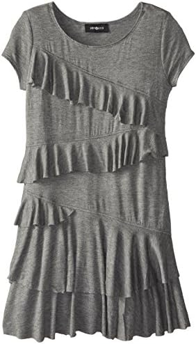 Amy Byer Big Girls' Asymmetrical Tiered Dress, Gray, Small