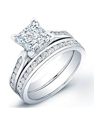 1.66 CT PRINCESS CUT DIAMOND WEDDING ENGAGEMENT ANNIVERSARY BRDAL RING SET BAND