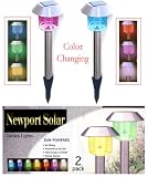 Newport Solar Set Of 2 Stainless Steel Hut Color Changing Solar Lights (E98c)