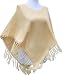 Handmade Lightweight Poncho - Light Golden Wheat (Hand-crocheted Border)