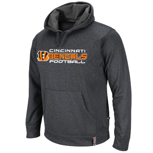 NFL Men's Cincinnati Bengals Gridiron Hood III Long Sleeve Hooded Fleece Pullover (Charcoal Marled/Black, X-Large)