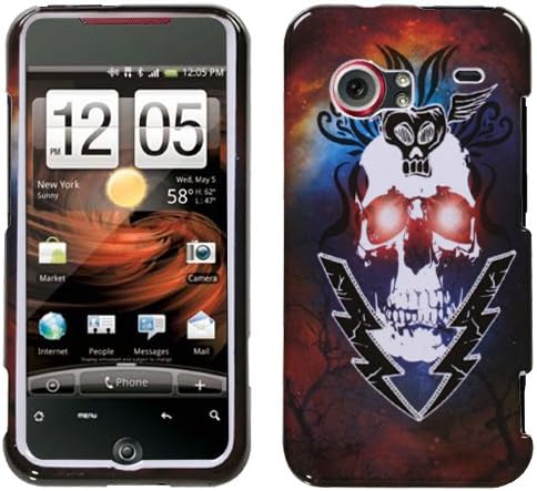 HTC ANDROID INCREDIBLE 6300 LIGHTNING THUNDER SKULL DESIGN HARD CASE COVER