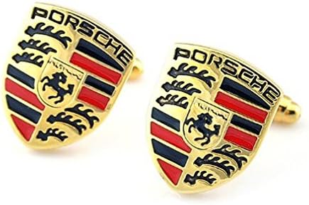 Golden Color Classic Porsche Car Logo Men's Wedding Dress Cufflinks Stainless Steel with Gift Bag