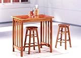 3pc Breakfast Table and Chairs Set with Tile Top in Fruitwood Finish 3pc Breakfast Table and Chairs Set with Tile Top in Fruitwood Finish