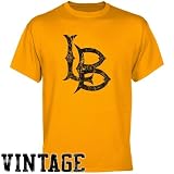 NCAA Long Beach State 49ers Gold Distressed Logo Vintage T-shirt