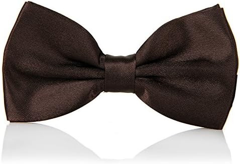 Byeco Pre Tied Mens Adjustable Bow Tie Wedding Party Fancy Plain Tie Deep brown